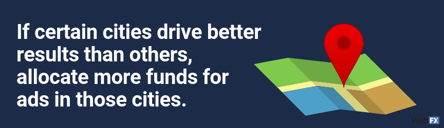 if targeting is working good in one city, allocate more of your budget there