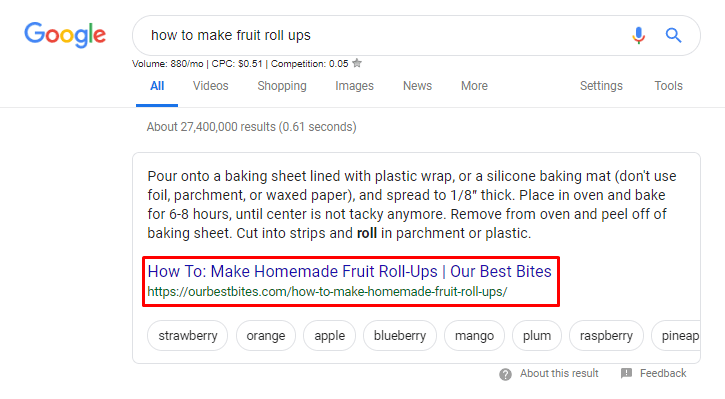 search for how to make fruit roll ups