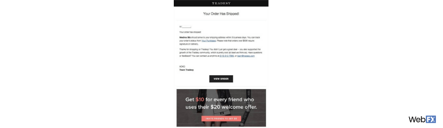 A marketing automation example from Tradesy