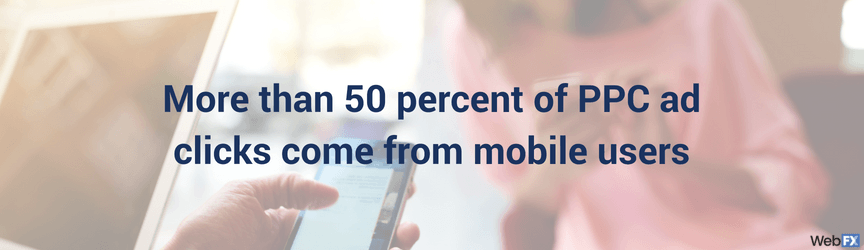 A mobile marketing statistic on the mobile user click-through rate for PPC ads