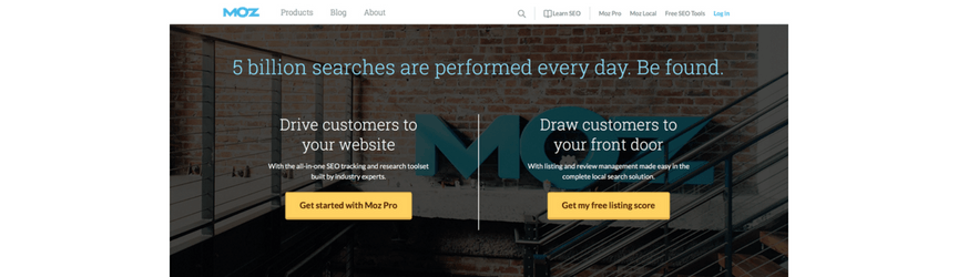 The homepage of Moz