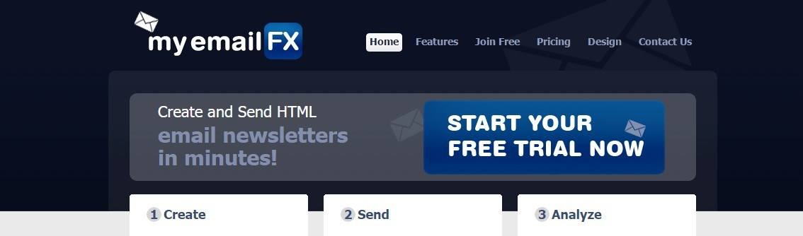 screenshot of the myemailfx homepage