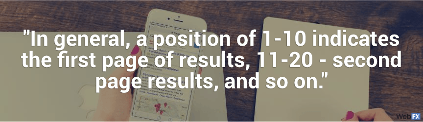 in general, position 1-10 indicates first page results