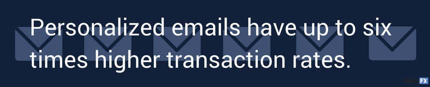 personalized emails have up to six times higher transaction rates