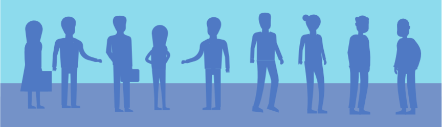 silhouetted group of people