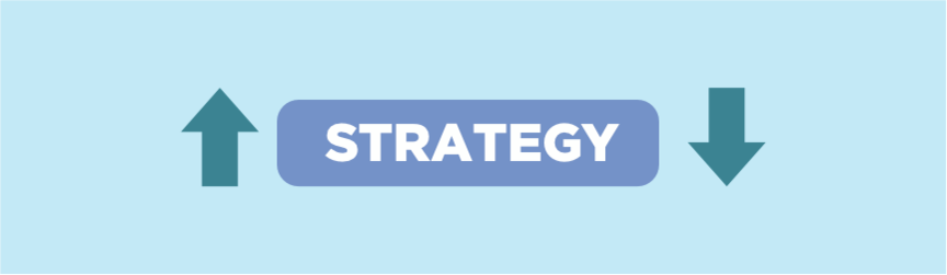 up and down arrows next to the word strategy to show push and pull