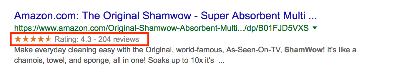 An example of a rich snippet in Google search results