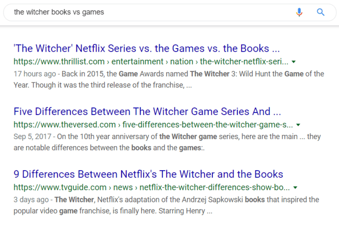 Google search result example