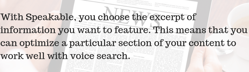 Speakable allows you to choose which information to feature