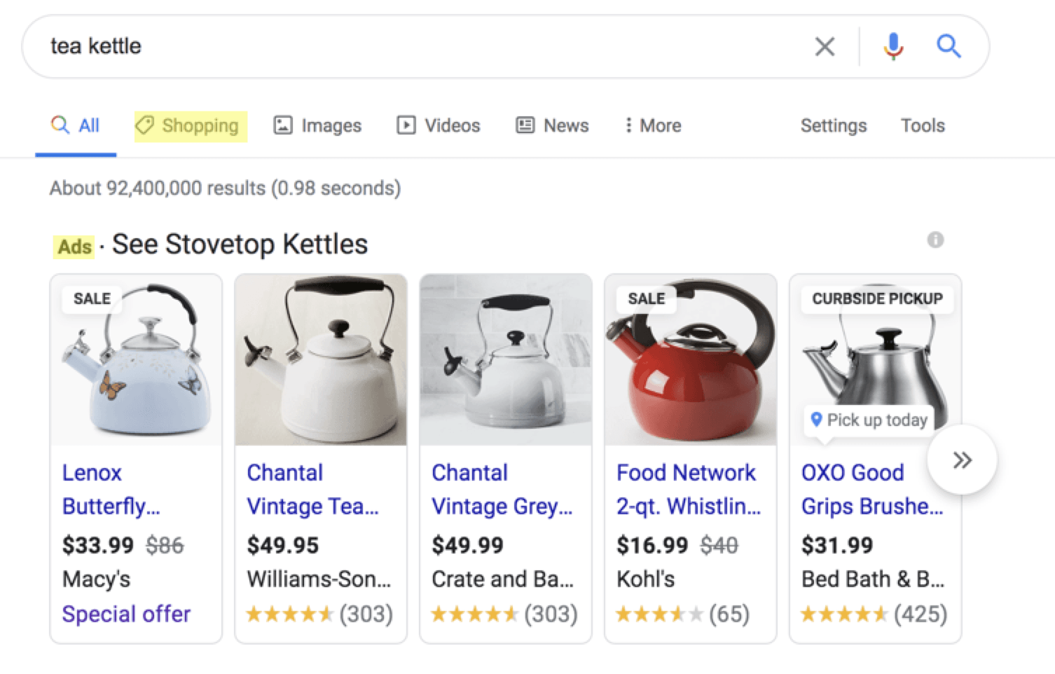 google shopping results for hats