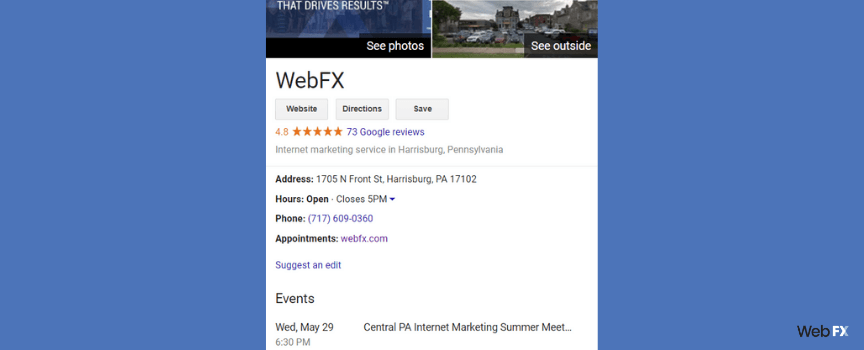 Google My Business listing of top local SEO company