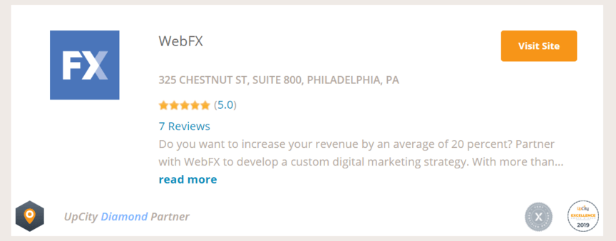 A screenshot of UpCity search results
