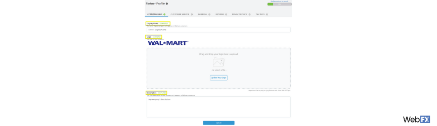An example of a Walmart Marketplace seller profile