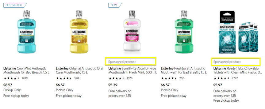 Walmart Sponsored Products example
