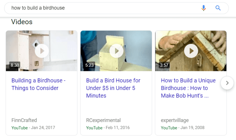 Search intent example for website SEO