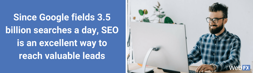 A man researches why SEO matters to businesses and web marketing