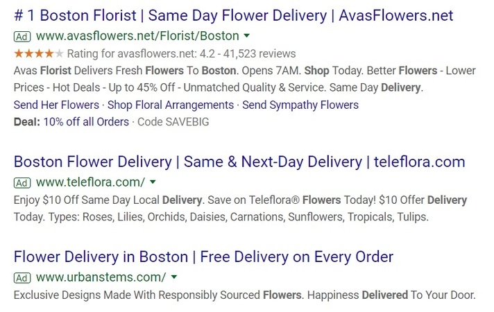 Example of Boston PPC ad from Boston PPC agency