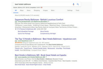 google results for hotels in baltimore