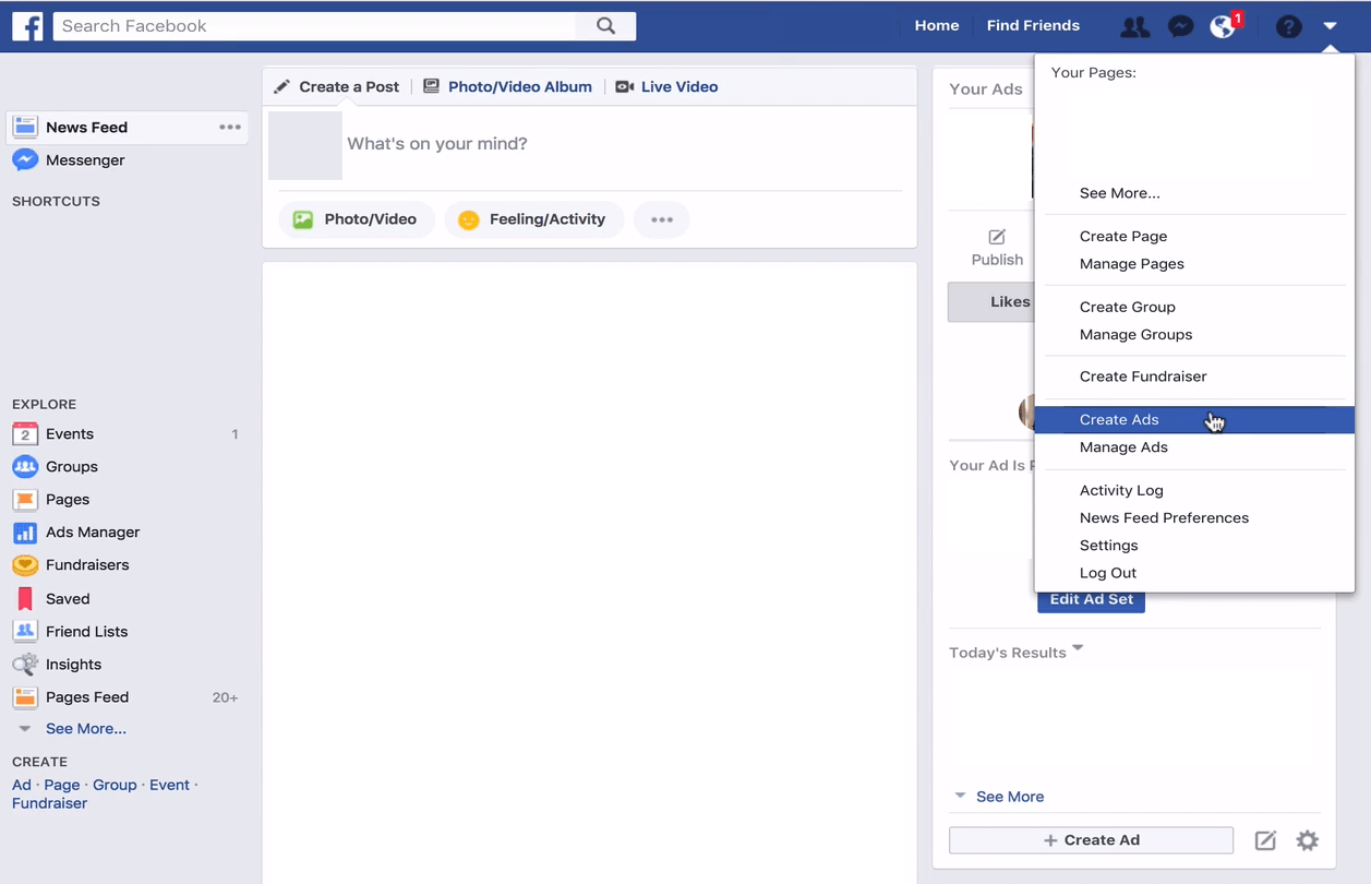 A step-by-step process for creating a dark ad on Facebook