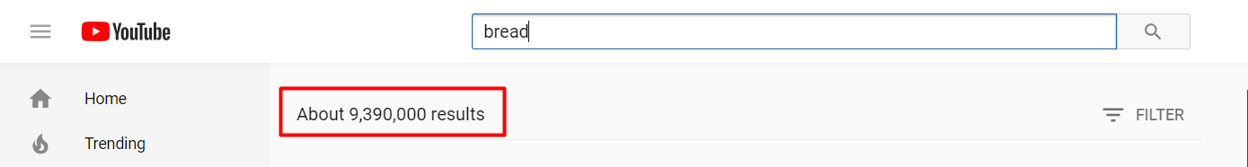 An example of a search result for short-tail keywords on YouTube