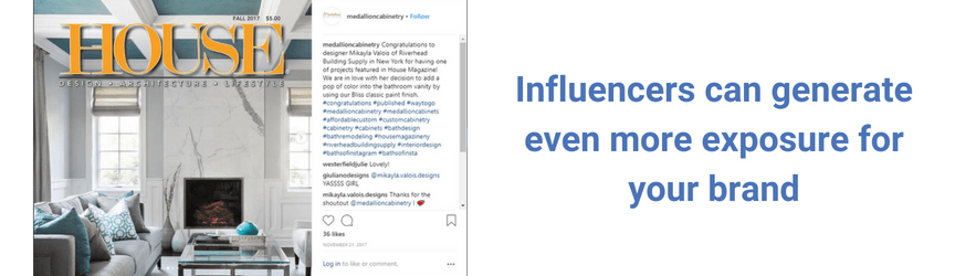 An example of influencer marketing for a cabinetry company