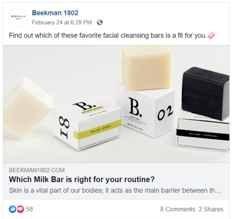 Website content shared on social media