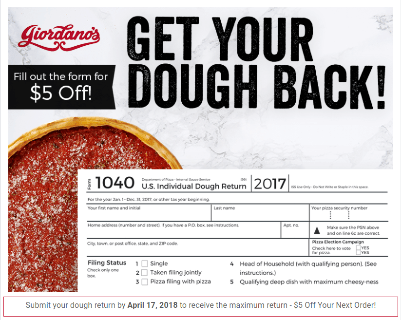 Coupon for Giordano's pizza
