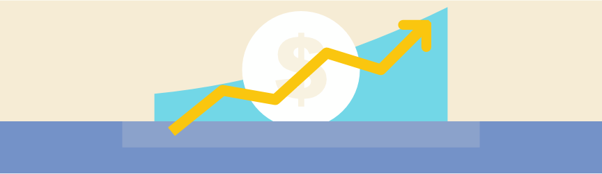 chart with arrow going up to show increase