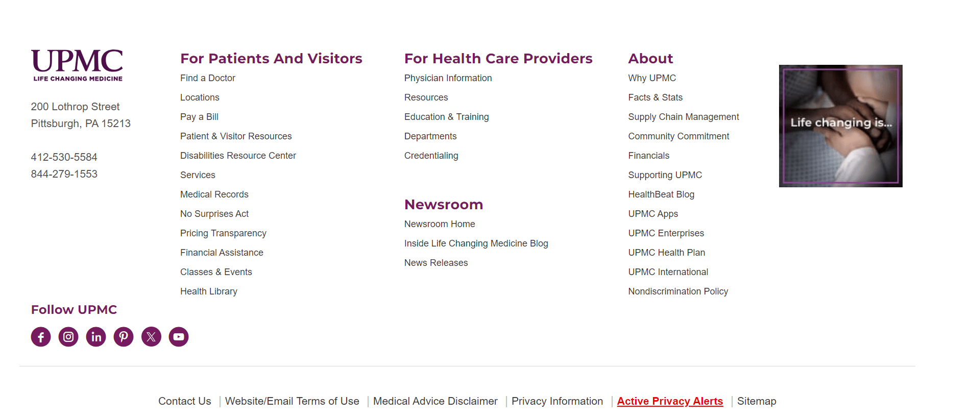 UMPC website footer