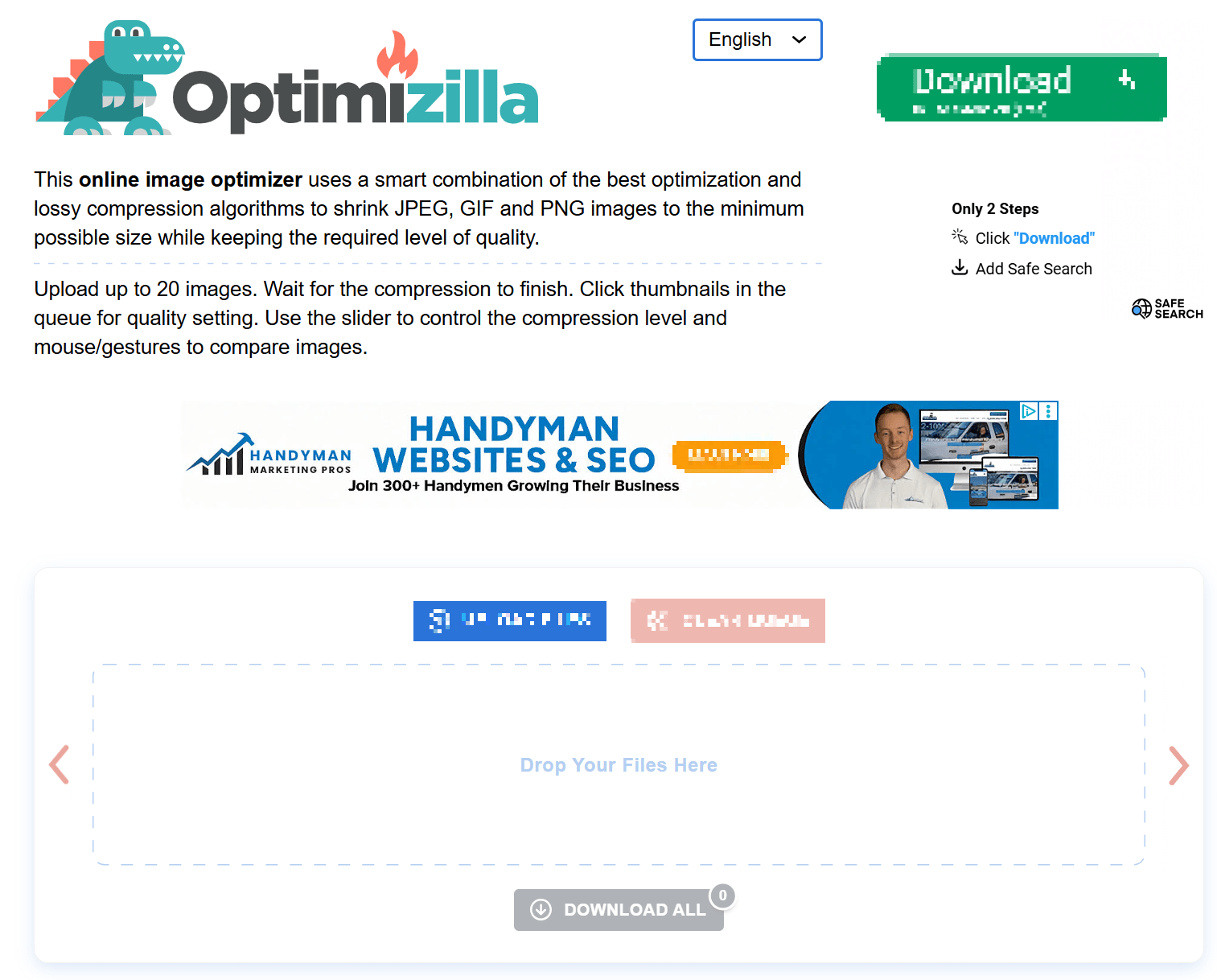 Homepage for Optimizilla