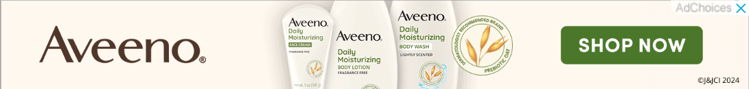 Banner ad for Aveeno soaps and lotions