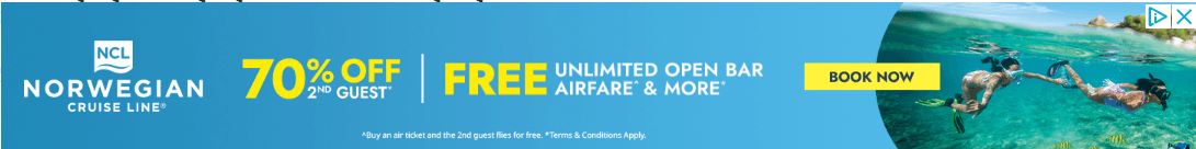 Norwegian Cruise Lines banner ad promoting cruises