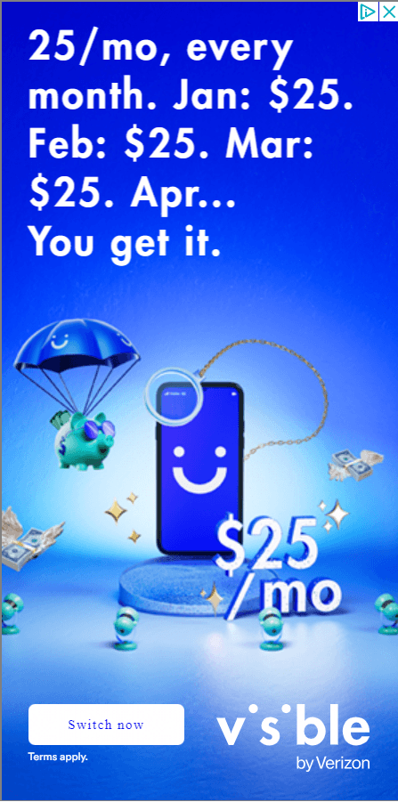 banner ad on visible's website