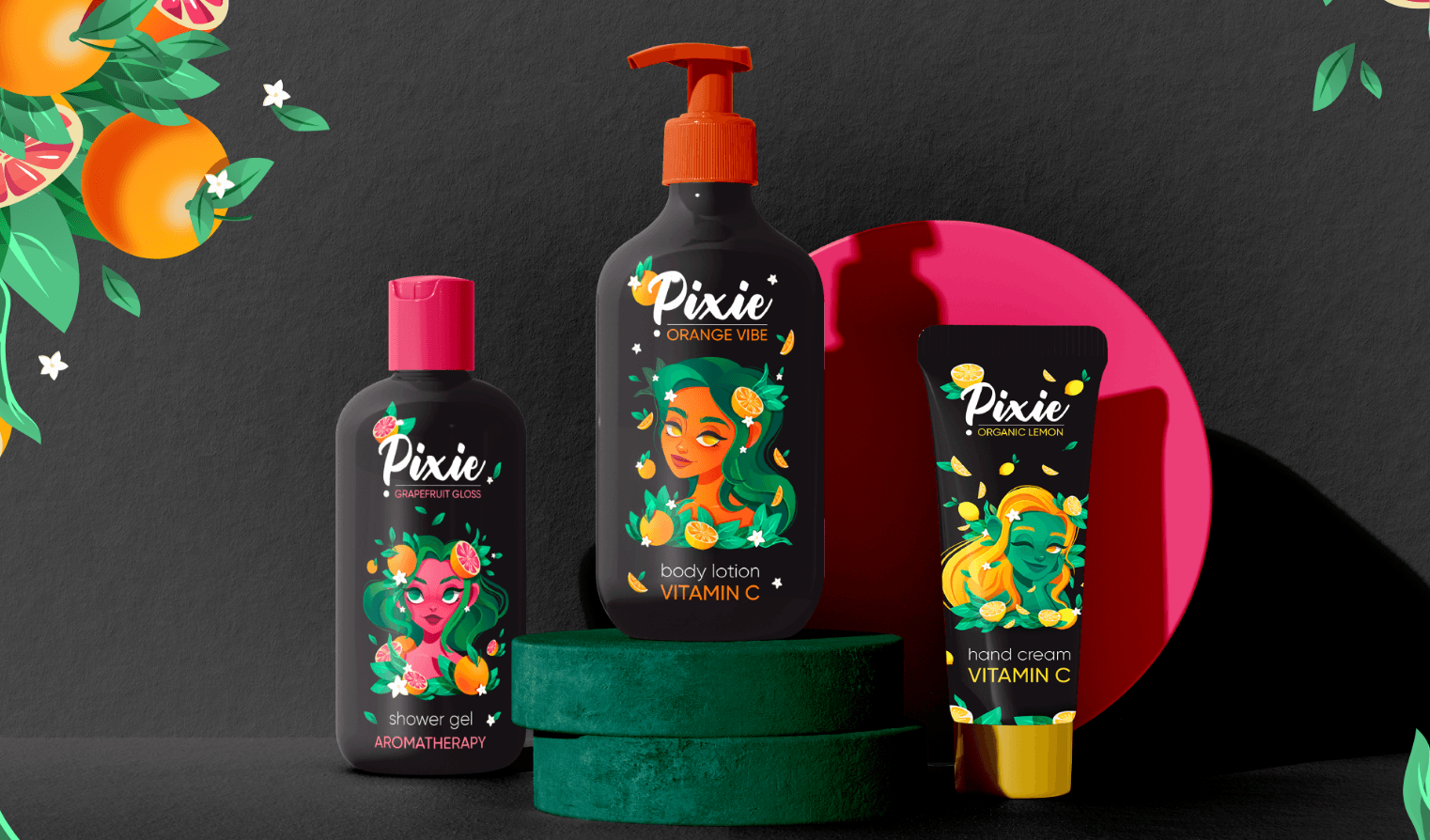 Packaging for Pixie lotions and gels