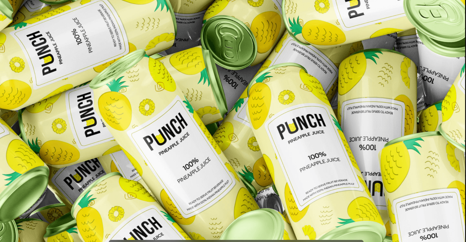 Package design for Punch pineapple juice