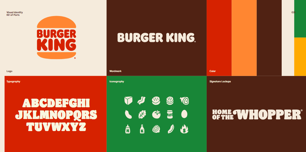 Burger King guidelines on logo, color, and typography