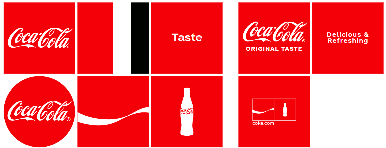 Blocks of different coke logos