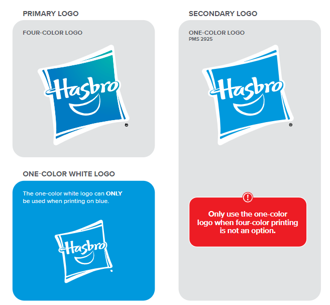 Hasbro logos shown in different contexts