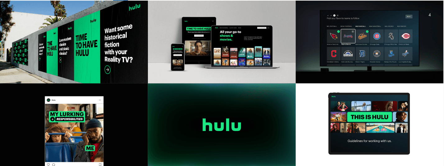 Hulu graphics advertising their streaming service