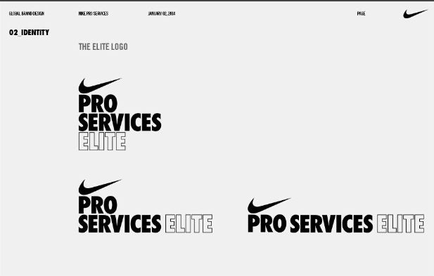 Nike Pro Services Elite logos on a page