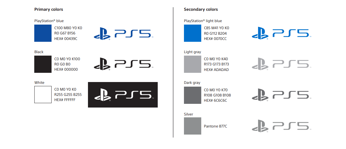 PlayStation 5 branded logos with color options