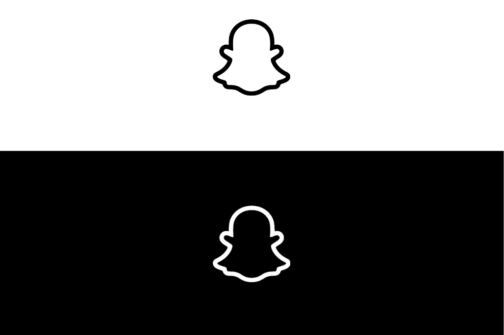 Black and white snapchat logos