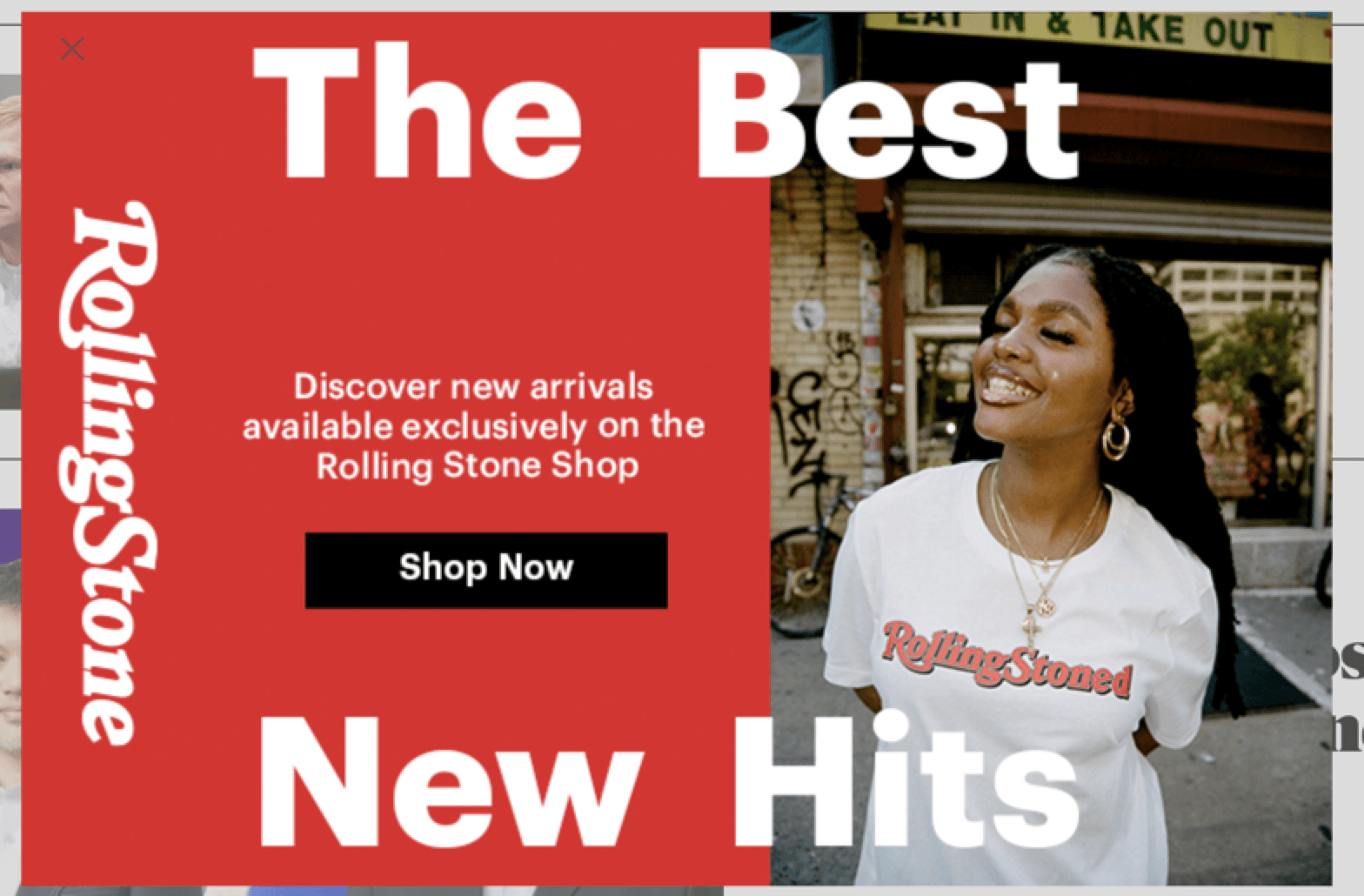 SCreenshot of shopping modal from Rolling Stone