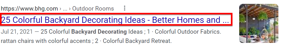 Example of a title tag that is too long for the search results