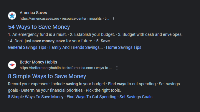 search results for ways to save money