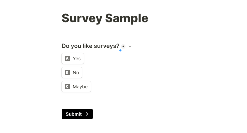 Sample survey question made on Tally