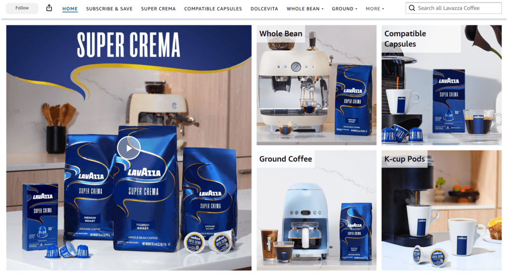 Lavazza Amazon Storefront example