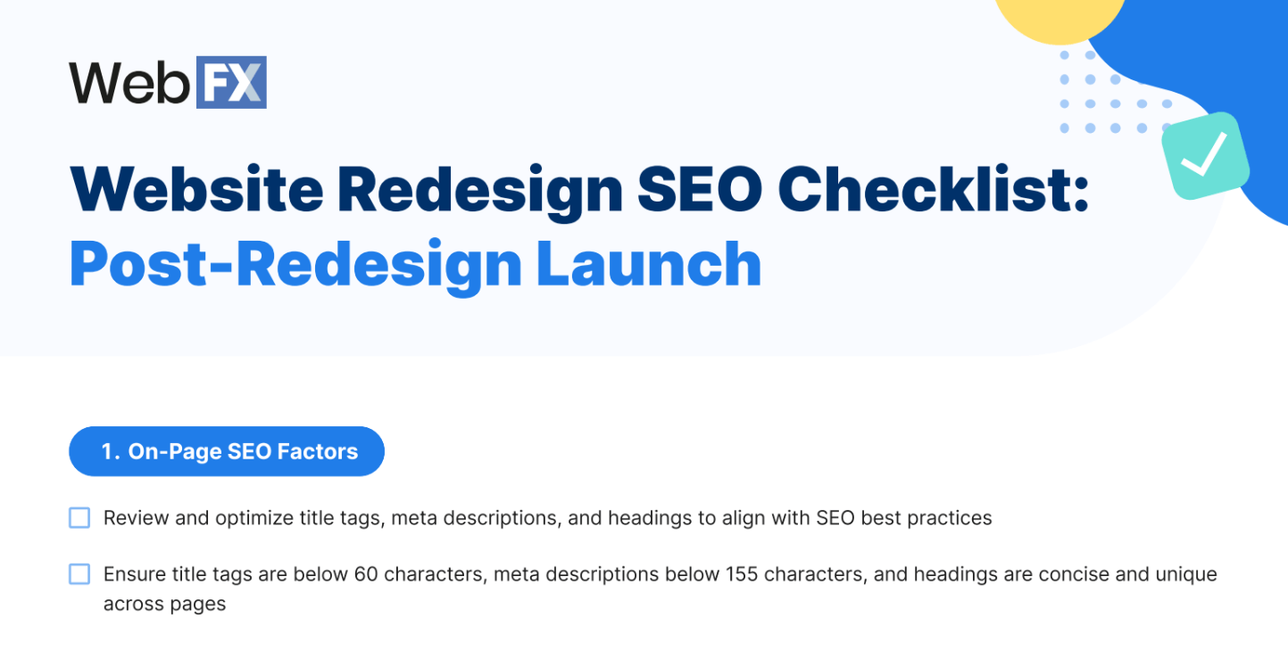 Preview of post-redesign checklist