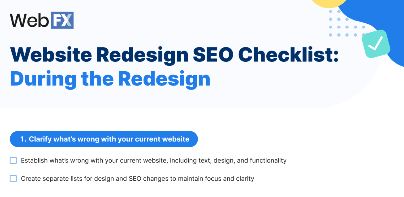 Preview of website redesign checklist