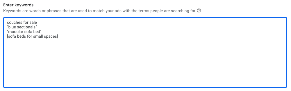 adding keywords broad phrase and exact match